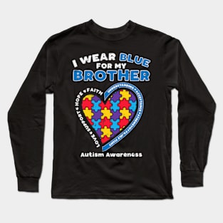 Puzzle I Wear Blue For My Brother Autism Awareness Family Long Sleeve T-Shirt